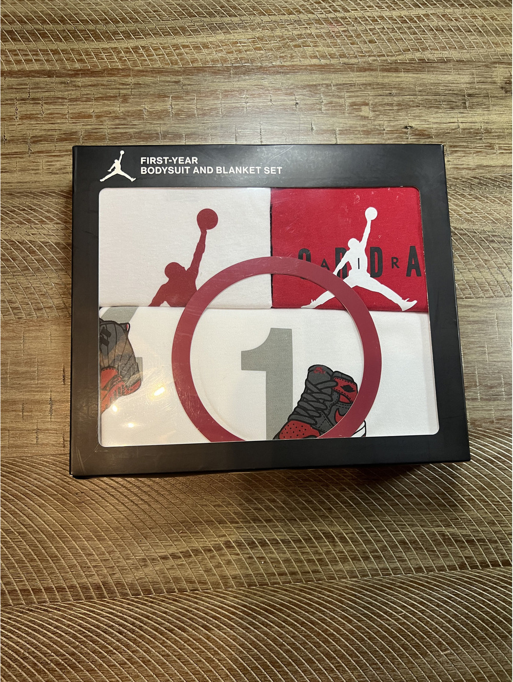 Jordan First-Year Milestone blanket and 2 bodysuit gift set - NWT